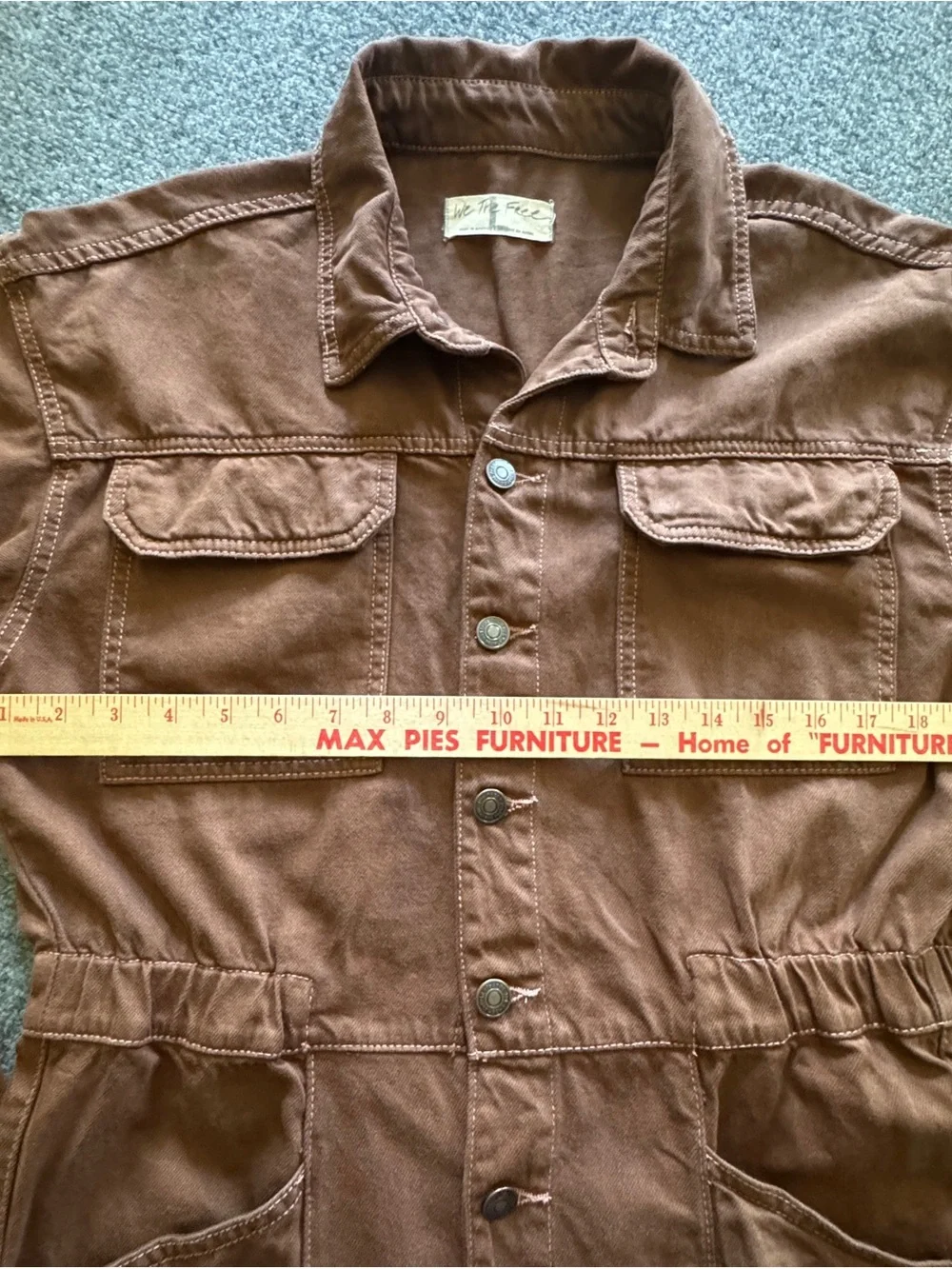 Free People Marci Coverall Utility Jumpsuit Brown Cotton Workwear Cargo Large